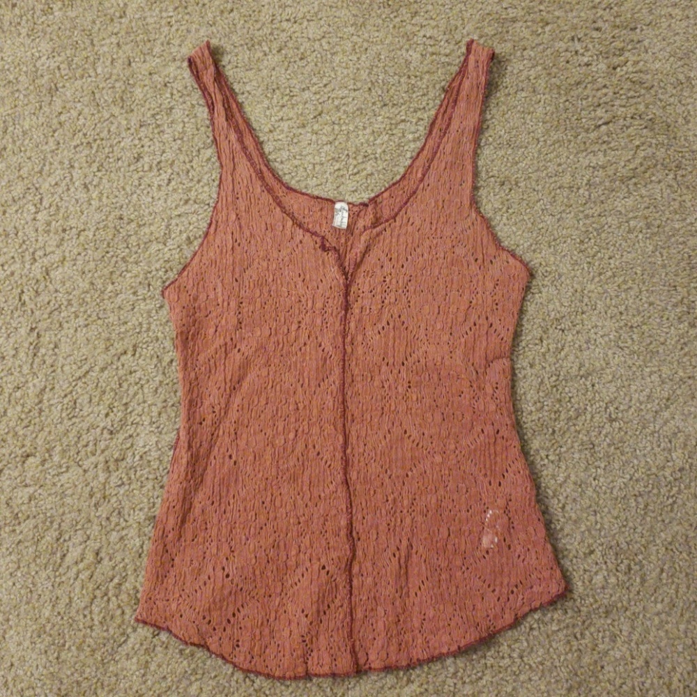 Mauve pink lace free people tank